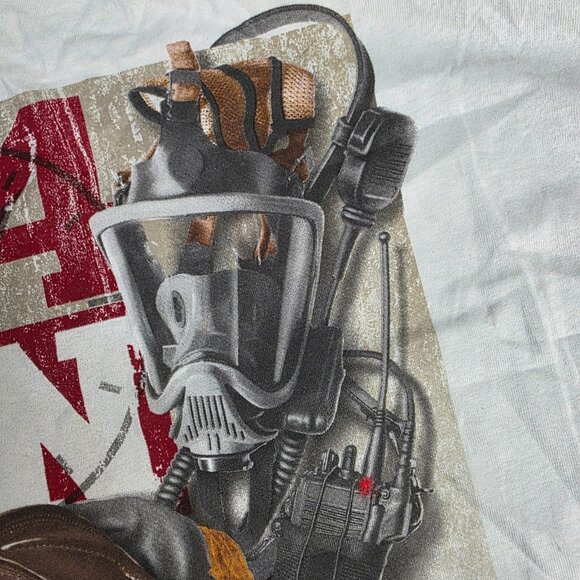Firefighter Shirt Mens Large White Brotherhood Fireman white Vintage Y2K 2002 - Picture 5 of 14